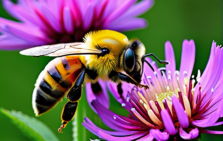 Pollination Scene**
"A vibrant close-up of a bee collecting pollen from a colorful flower in a lush garden, fully clothed, appropriate content, safe for work, showcasing the intricate details of the flower and the bee's interaction, perfect anatomy, natural proportions, professional photography, high quality, family-friendly, modest"
**
