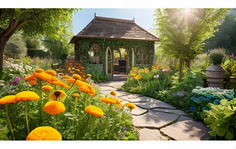 곤충을 위한 안전한 정원 관리법 - **Prompt 1: A Thriving, Eco-Friendly Garden Sanctuary**
A vibrant, diverse garden brimming with ...