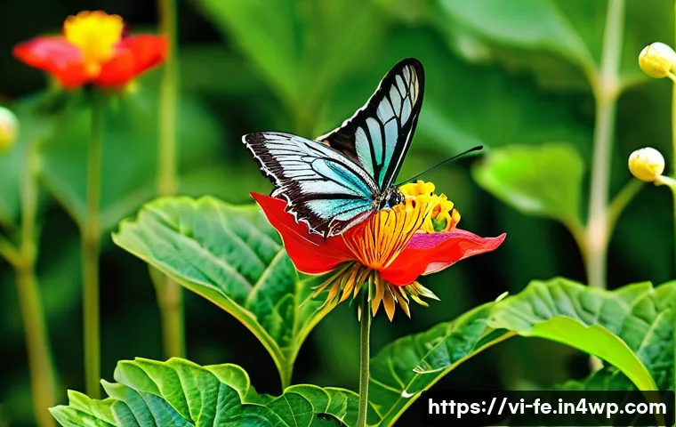 곤충 친화 정원에서의 생태계 회복 전략 - **Prompt:** "A vibrant, lush Vietnamese garden teeming with life. The foreground features a diverse ...
